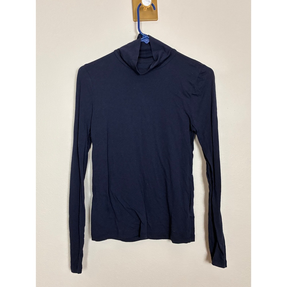J. Crew Womens Navy Blue Mock Neck Long Sleeve Top CD305 FA24 Size Medium